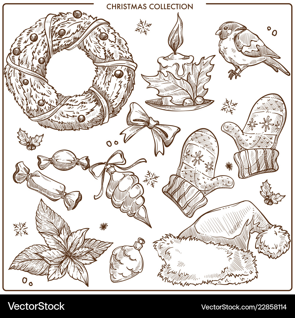 Christmas collection of symbolic traditional Christmas collection of symbolic traditional vector image