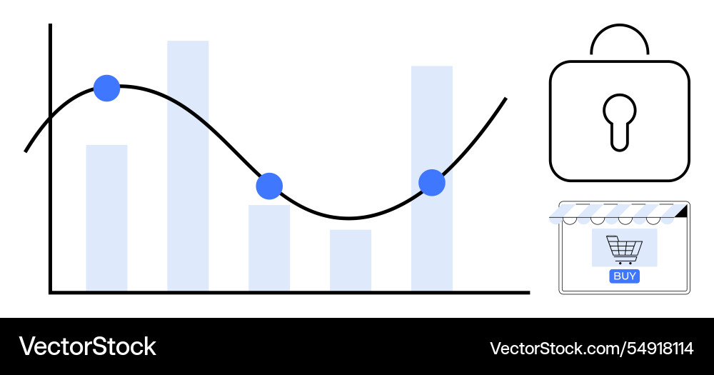 Data analysis with security lock and online Data analysis with security lock and online vector image