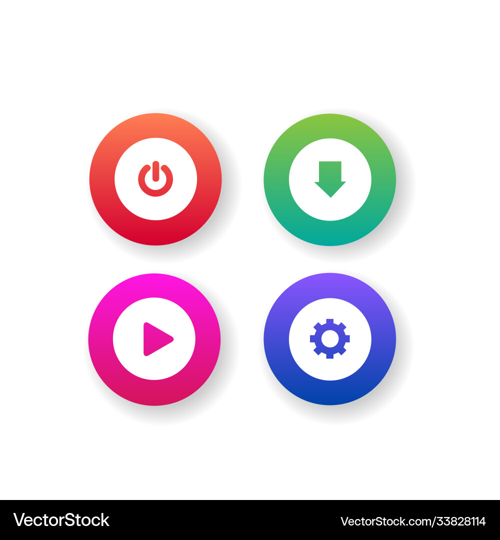 Different colorful web button collection design vector image