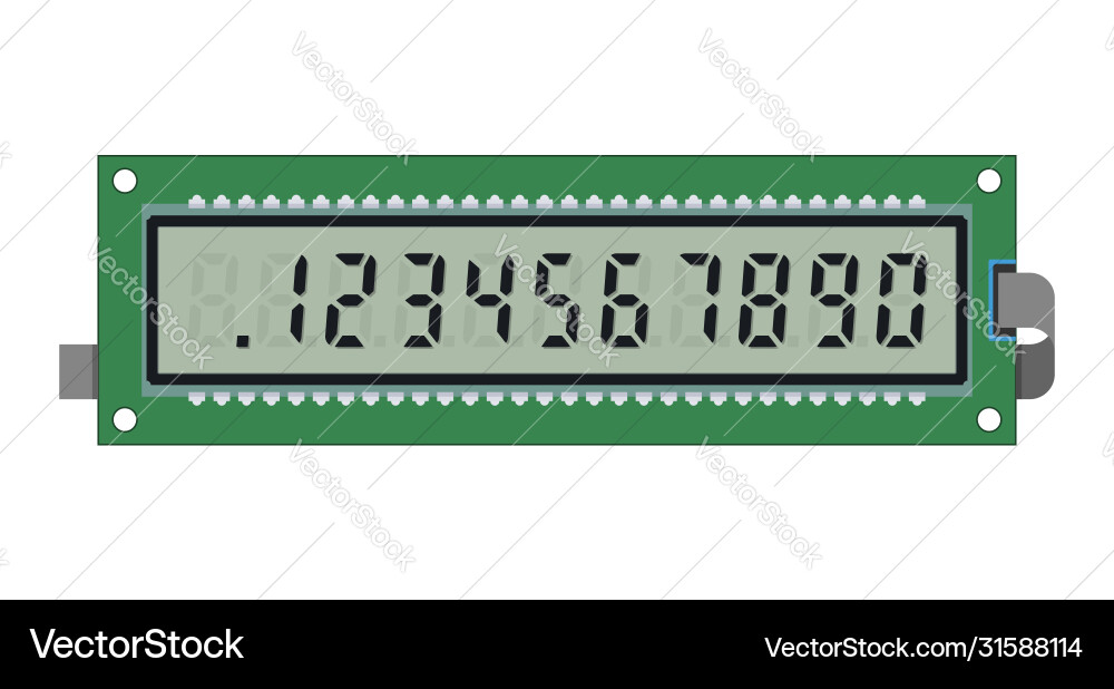 Digital LCD Display with Numbers Vector Image