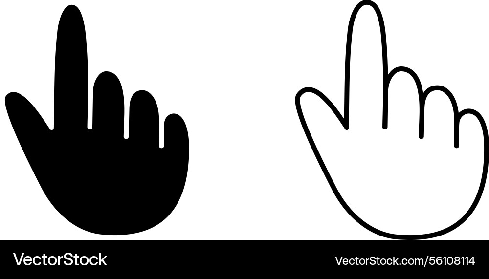 Index finger line icon hand cursor click set Index finger line icon hand cursor click set vector image