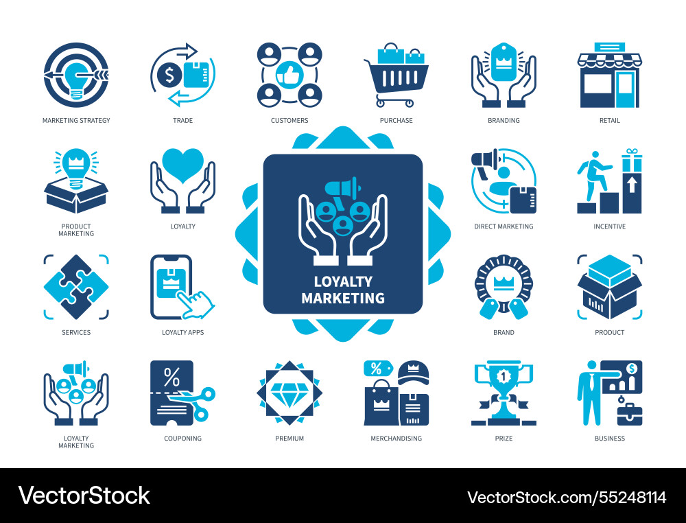 Loyalty Marketing solide Icon Set Loyalty Marketing solide Icon Set vektorbild