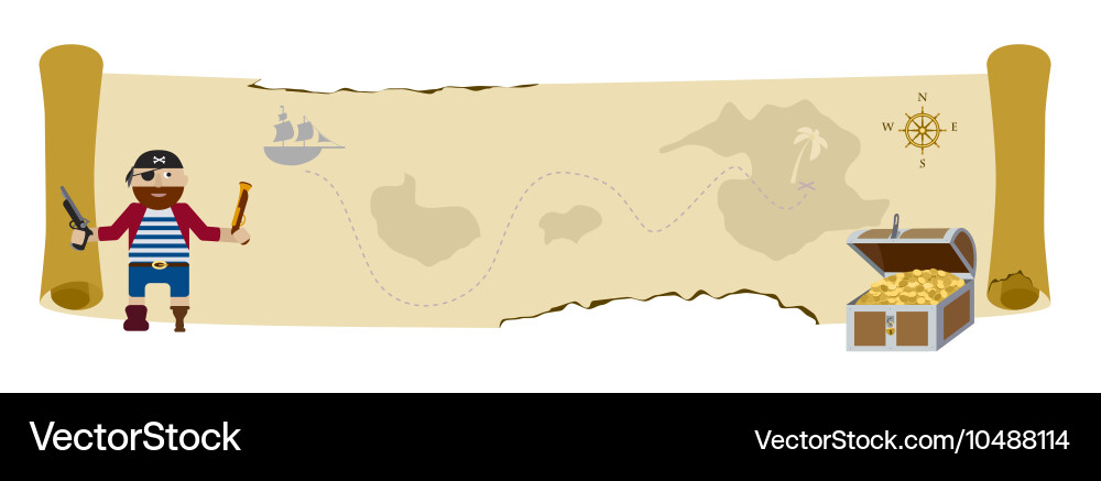Pirate Treasure Map Scroll vector image