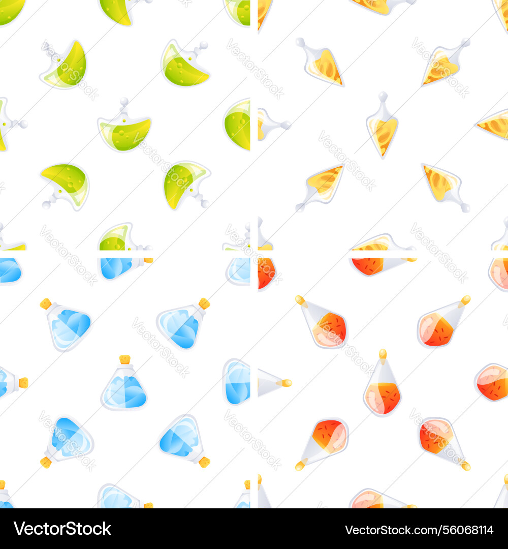 Seamless pattern with colorful magic potions Seamless pattern with colorful magic potions vector image
