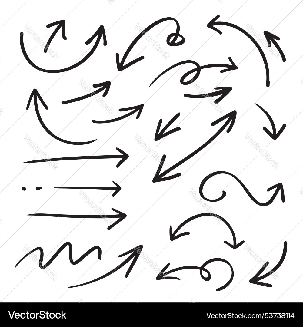 Set of hand drawn arrows pointers bundle Vector Image