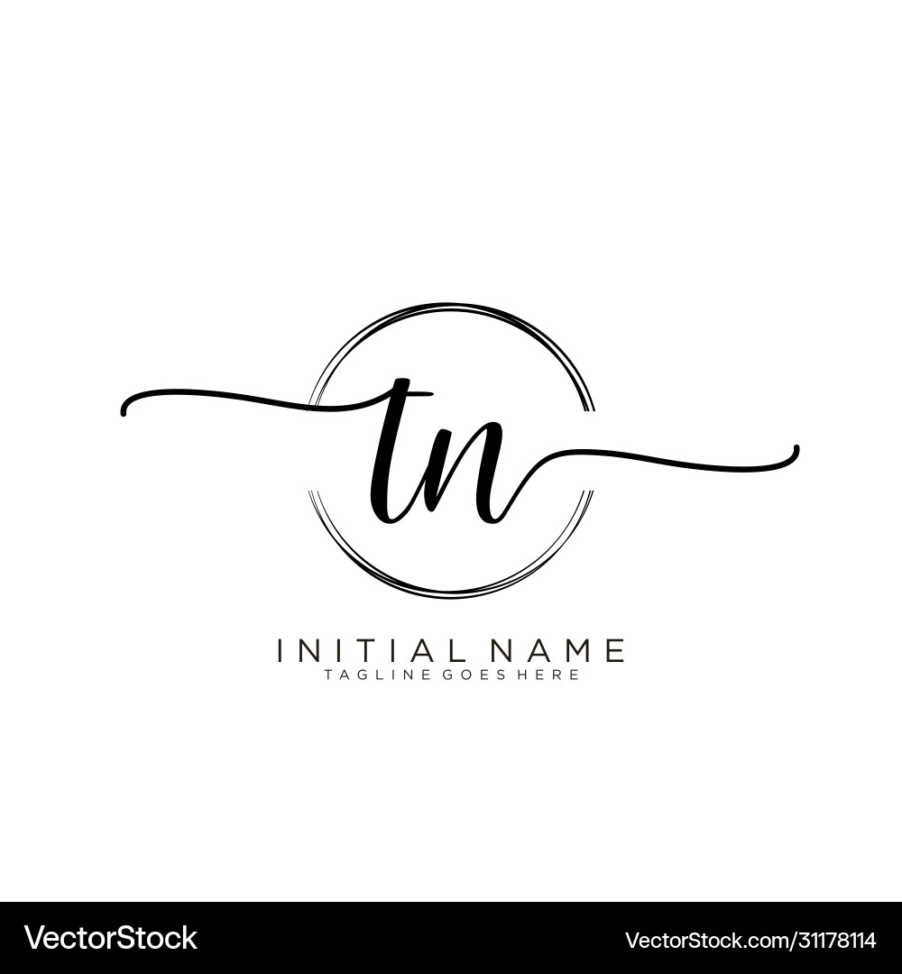 Tn erstes handschriftliches Logo mit Kreisschablone Tn erstes handschriftliches Logo mit Kreisschablone vektorbild