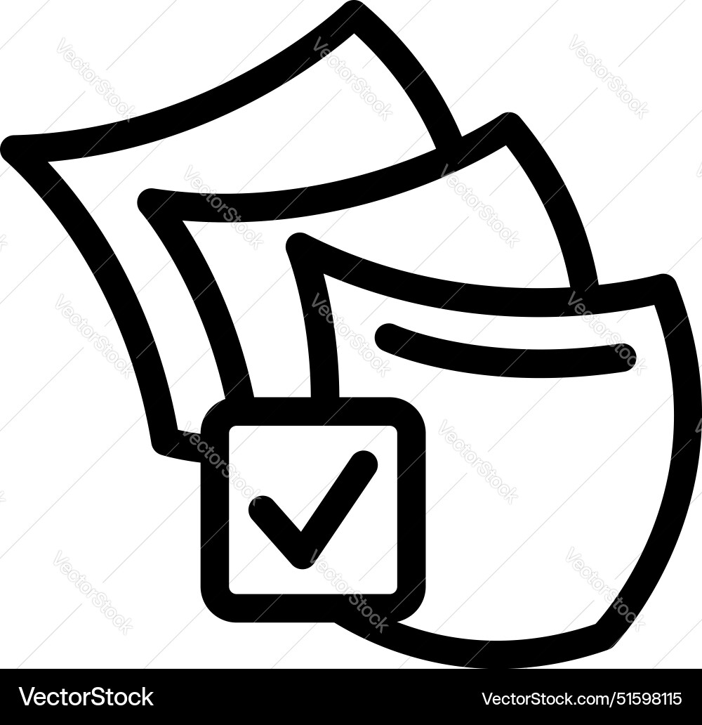 Check mark icon validating a stack of digital Check mark icon validating a stack of digital vector image
