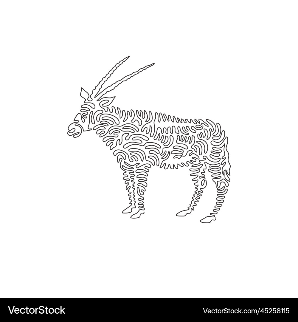Continuous curve one line drawing of oryxes Continuous curve one line drawing of oryxes vector image