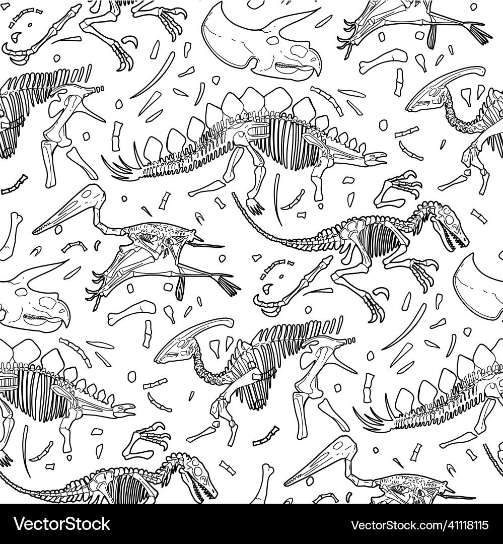 Dinosaur Fossil Seamless Pattern Vector Image