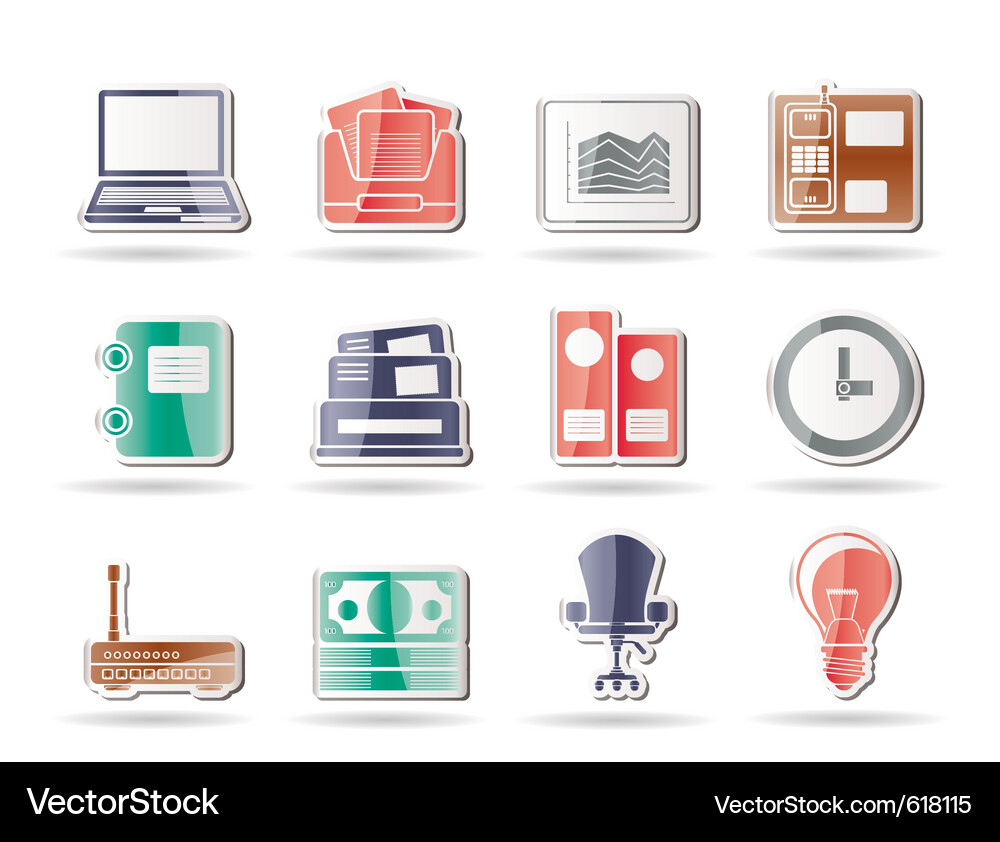 Office & Business Icon Set Vector Image