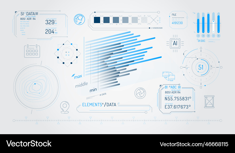 Set of infographic elements about data exchange Set of infographic elements about data exchange vector image