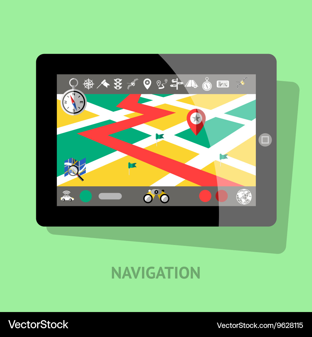 Tablet with navigation interface vector image