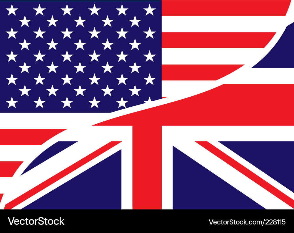 USA and British Flags Combination Vector Image