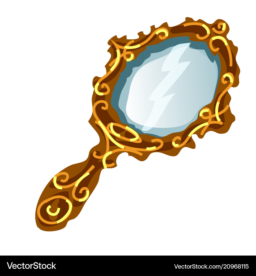Vintage Gold-Framed Mirror with Handle – Royalty-Free Vector | VectorStock, image size:1000x1080