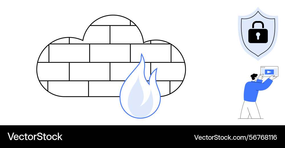 Cloud firewall with security shield and user Cloud firewall with security shield and user vector image