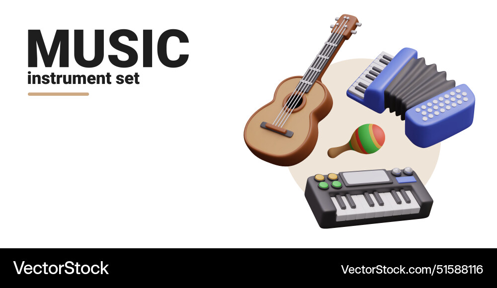 Set of musical instruments various types Vector Image