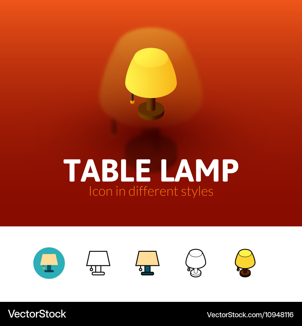 Table lamp icon in different style vector image
