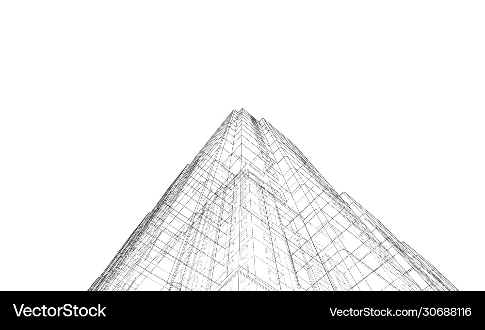 Wire-frame model a multi-storey building Vector Image