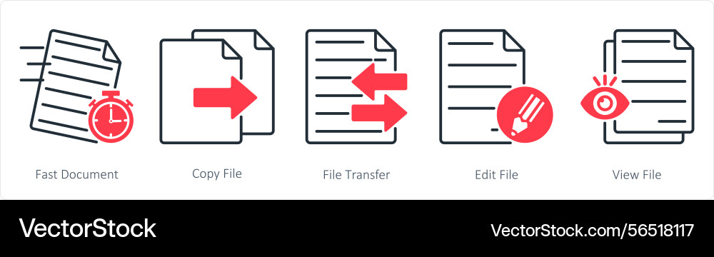 A set of 5 files icons as fast document copy file vector image