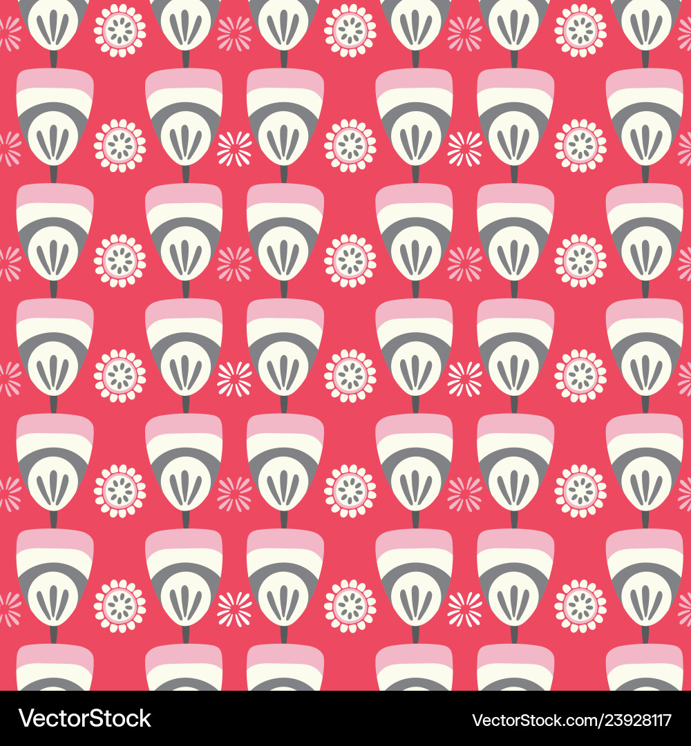 Abstract red and grey flowers geometric Vector Image