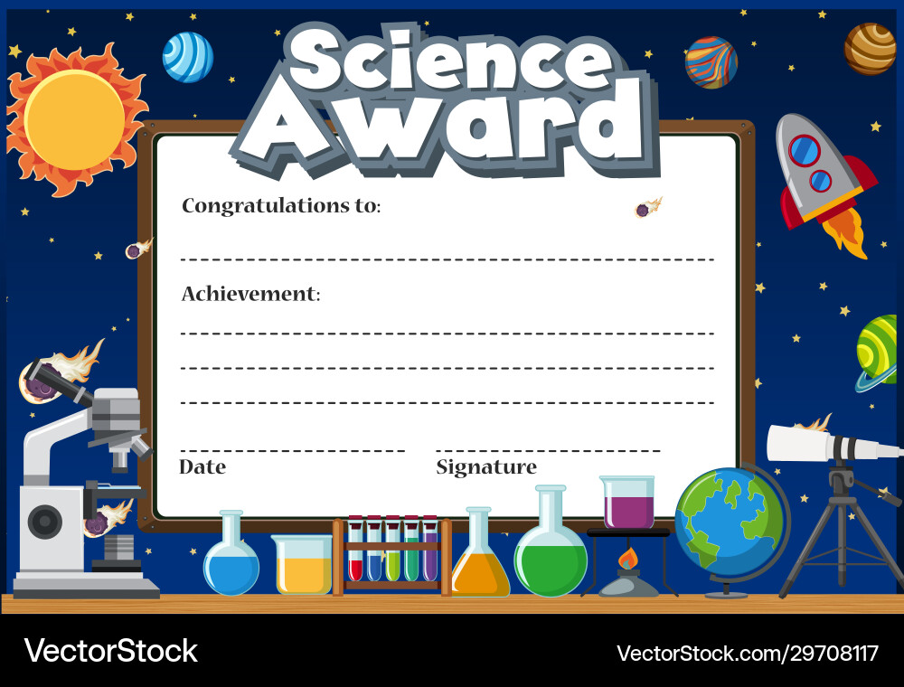 Certificate template for science award vector image