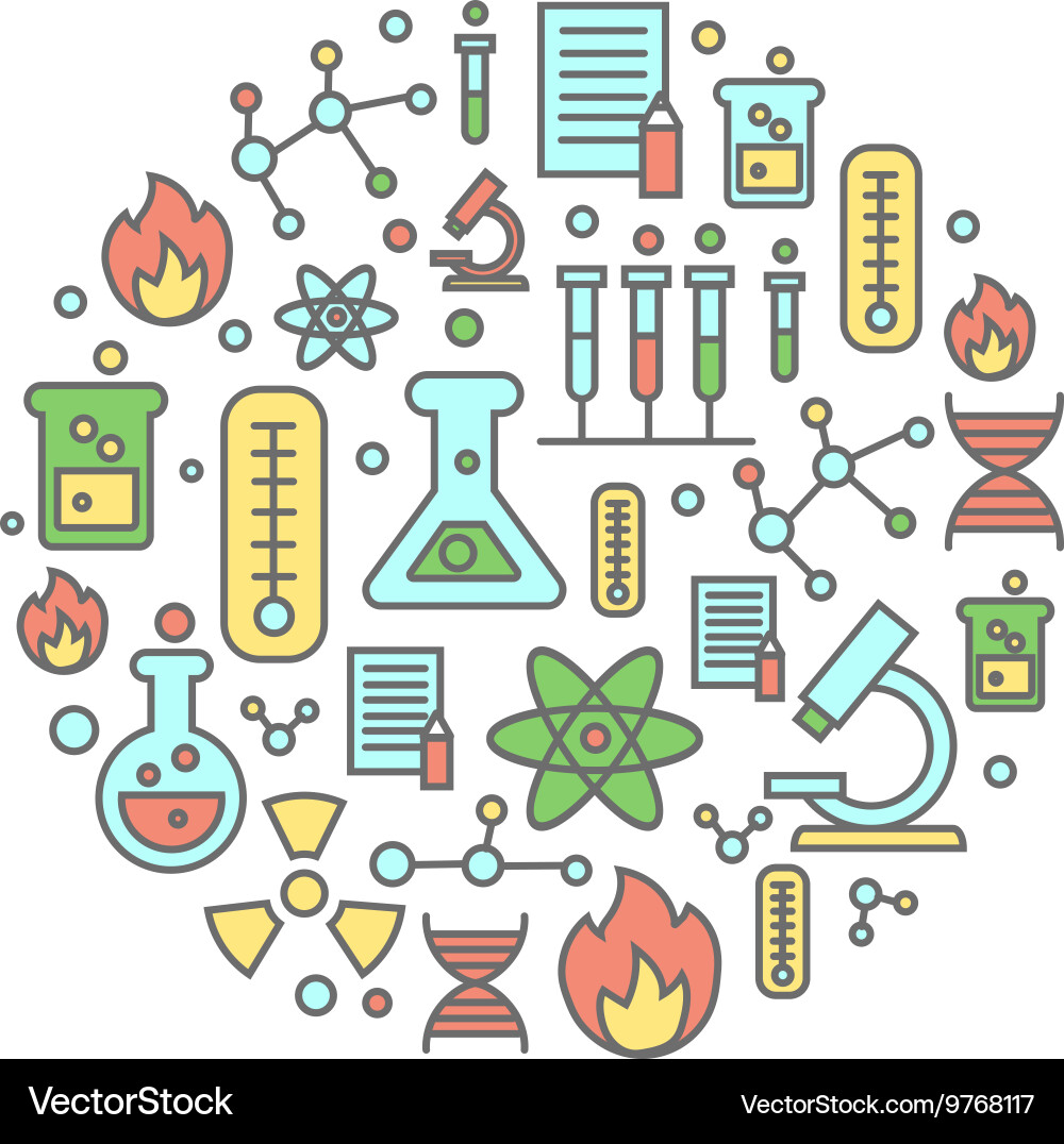 Chemistry Lab Research Equipment Flat Icon Set Vector Image