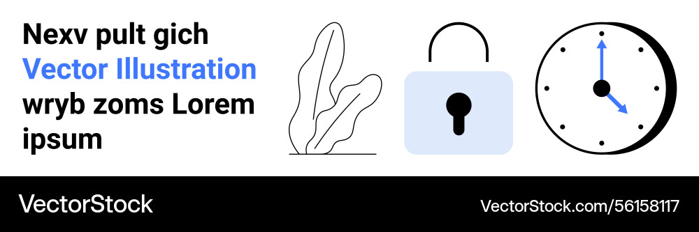 Lock clock and minimal design elements Lock clock and minimal design elements vector image