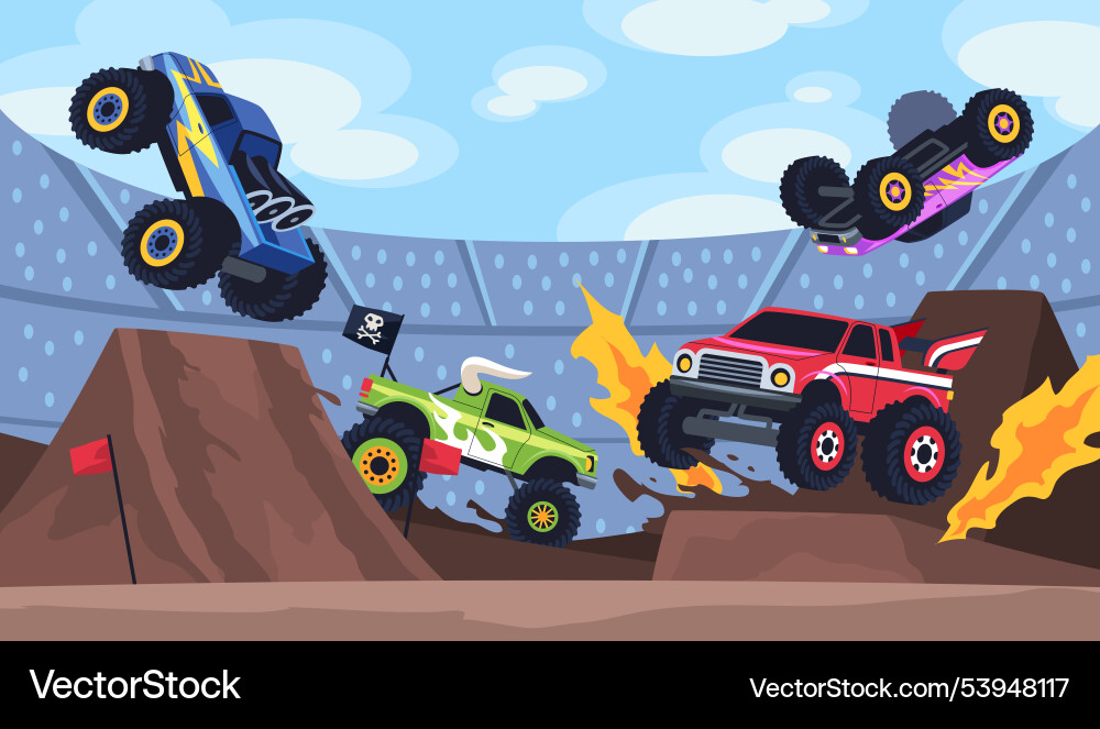 Monster Trucks Show - Extreme Racing vector image