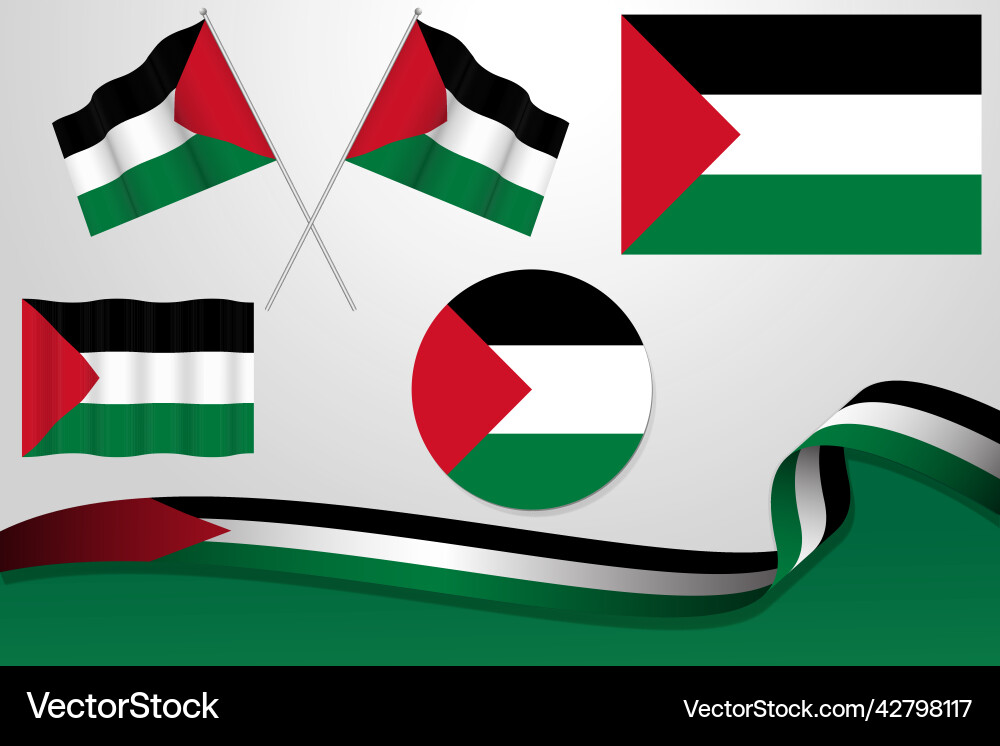 Palestine Flags - Diverse Concepts Vector Image