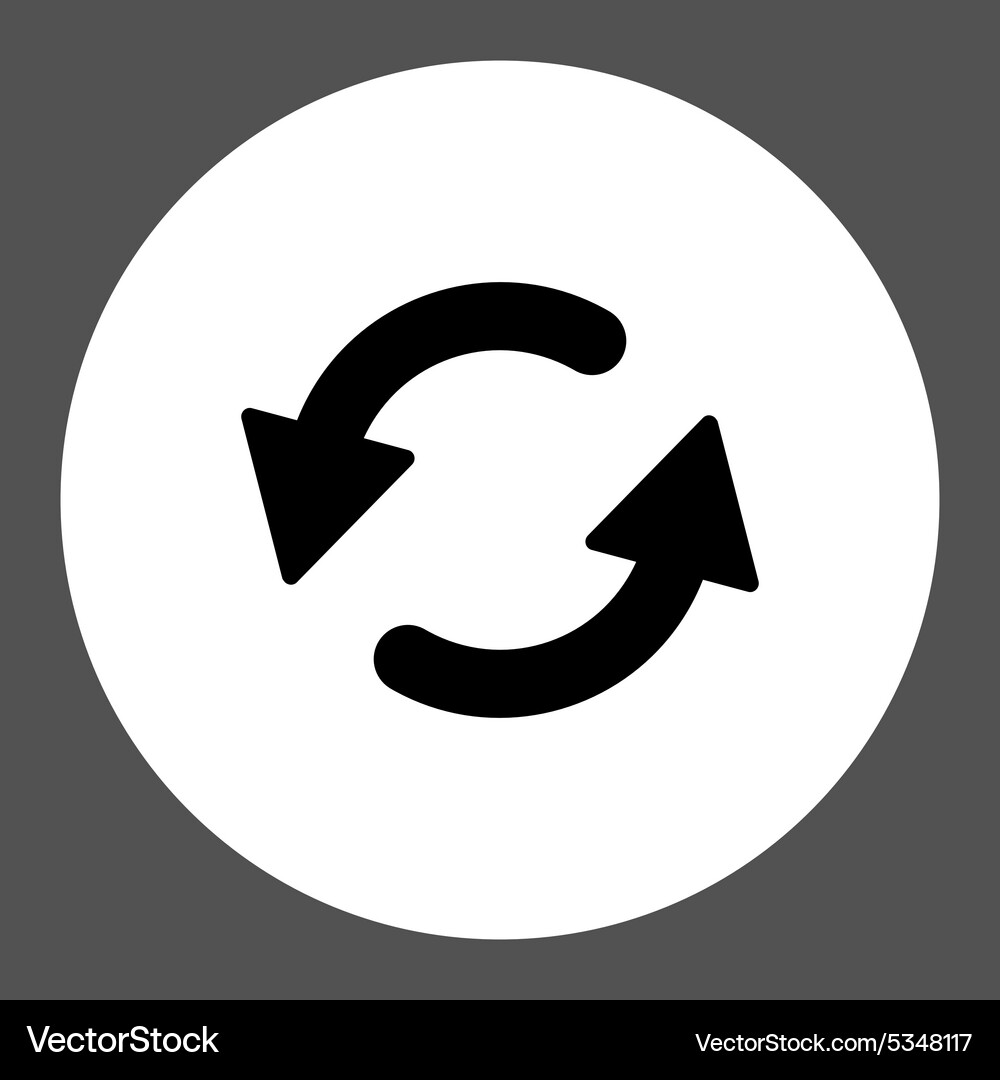 Refresh ccw flat black and white colors round Vector Image