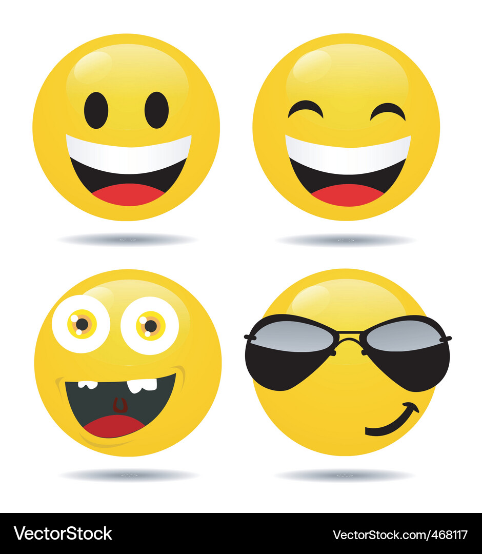 Smiling Face Set Vector Image