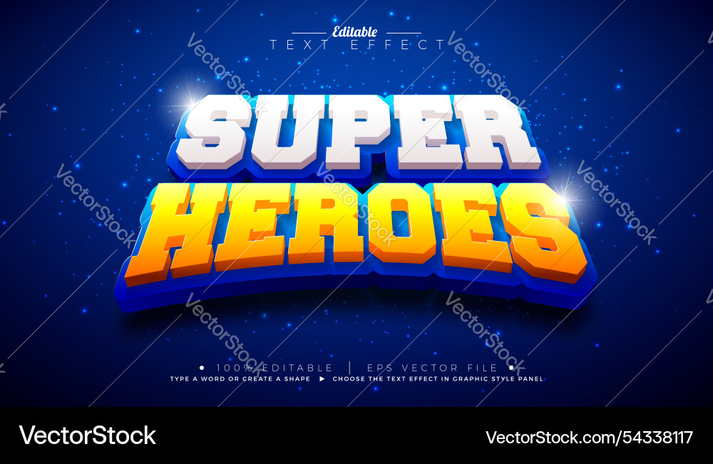 Super heroes 3d text effect design editable Super heroes 3d text effect design editable vector image