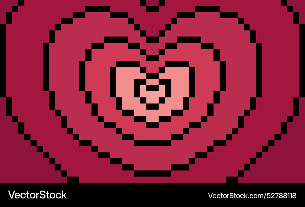 A heart pixel background with outline A heart pixel background with outline vector image