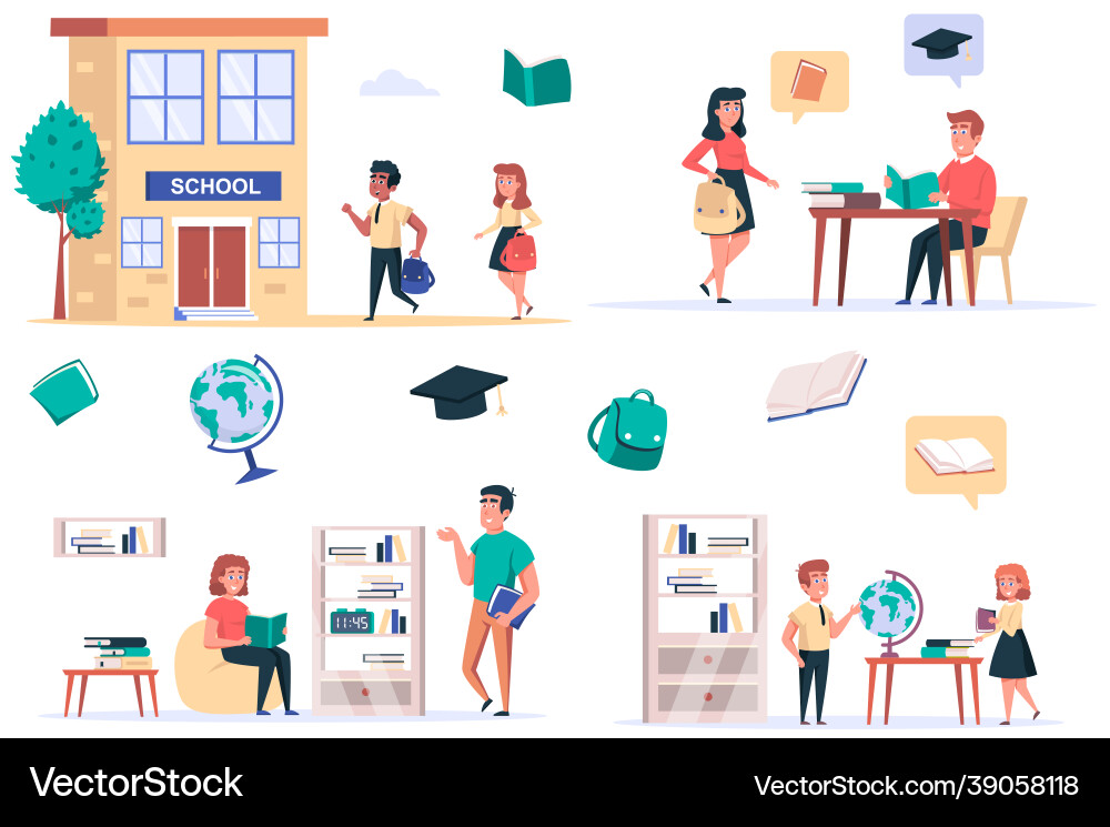 Back to school isolated elements set Royalty Free Vector