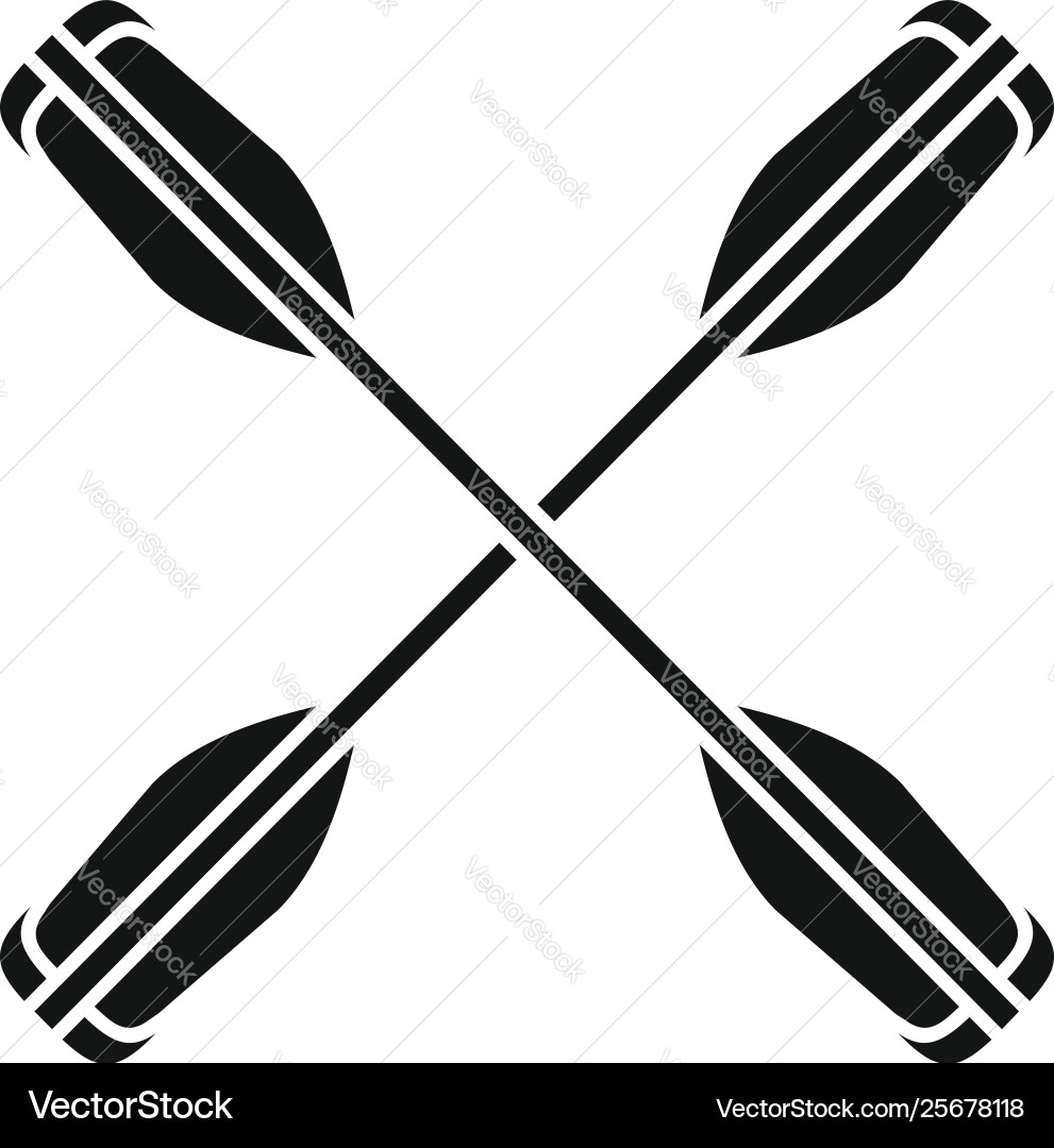 Crossed kayak paddle icon simple style vector image