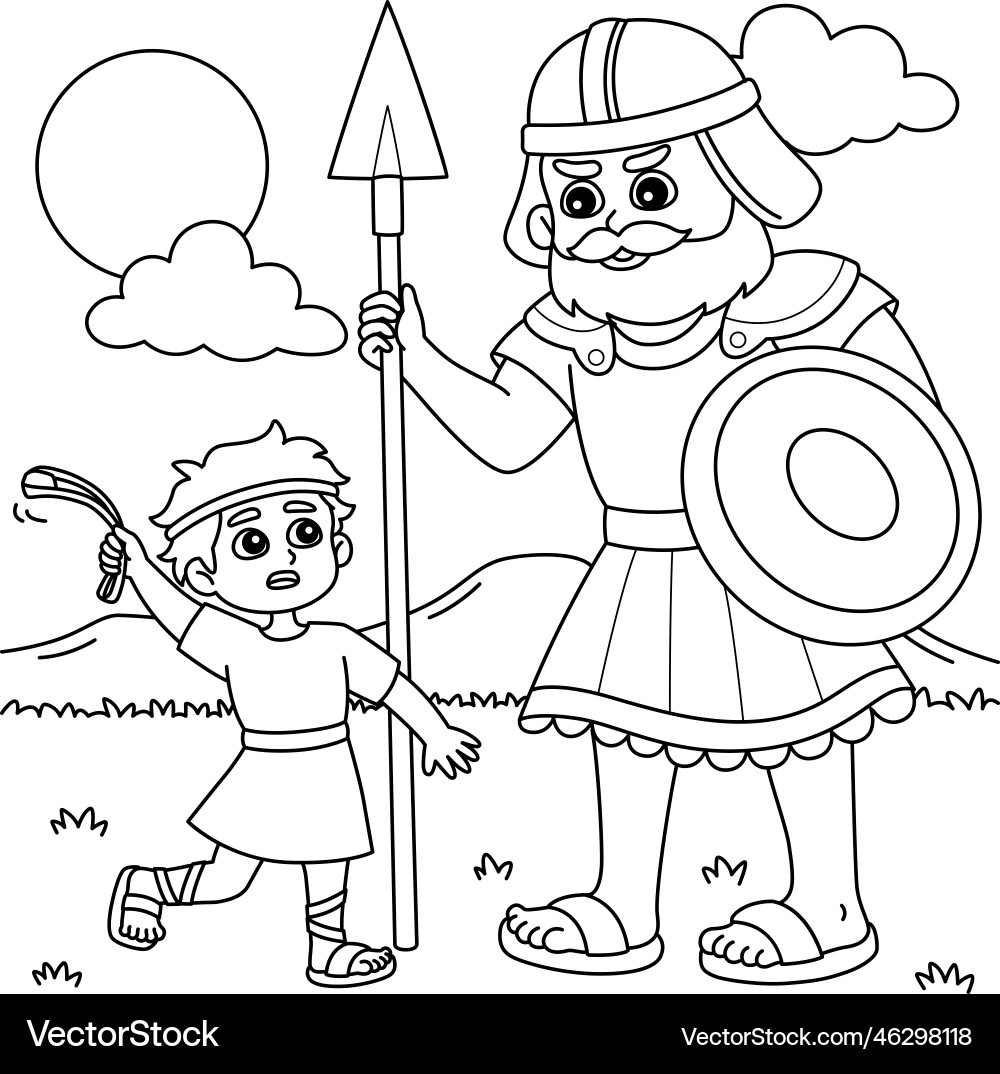 david-and-goliath-coloring-page-royalty-free-vector-image for David And Goliath Free Printables David and Goliath Coloring Page Royalty Free Vector Image for David And Goliath Free Printables