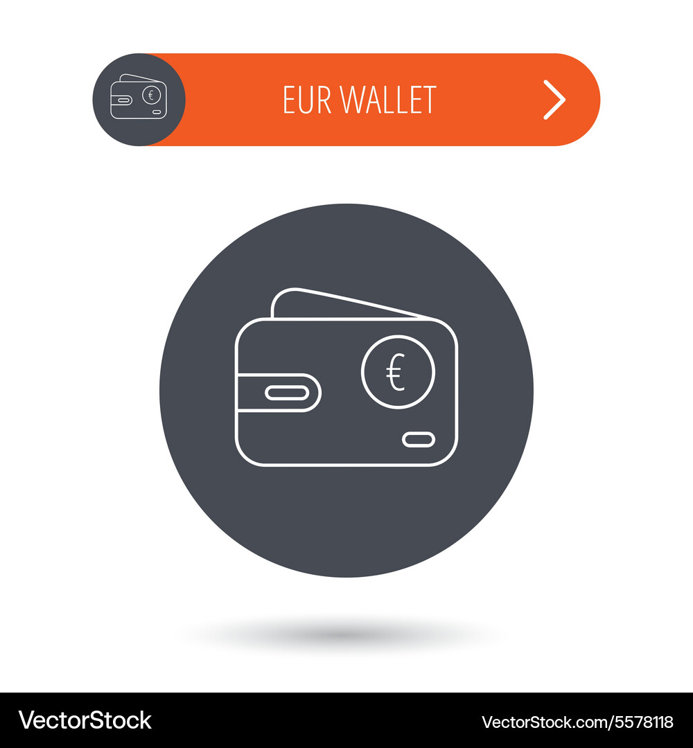 Euro Brieftasche Icon eur Geldbeutel Zeichen Vektorbild