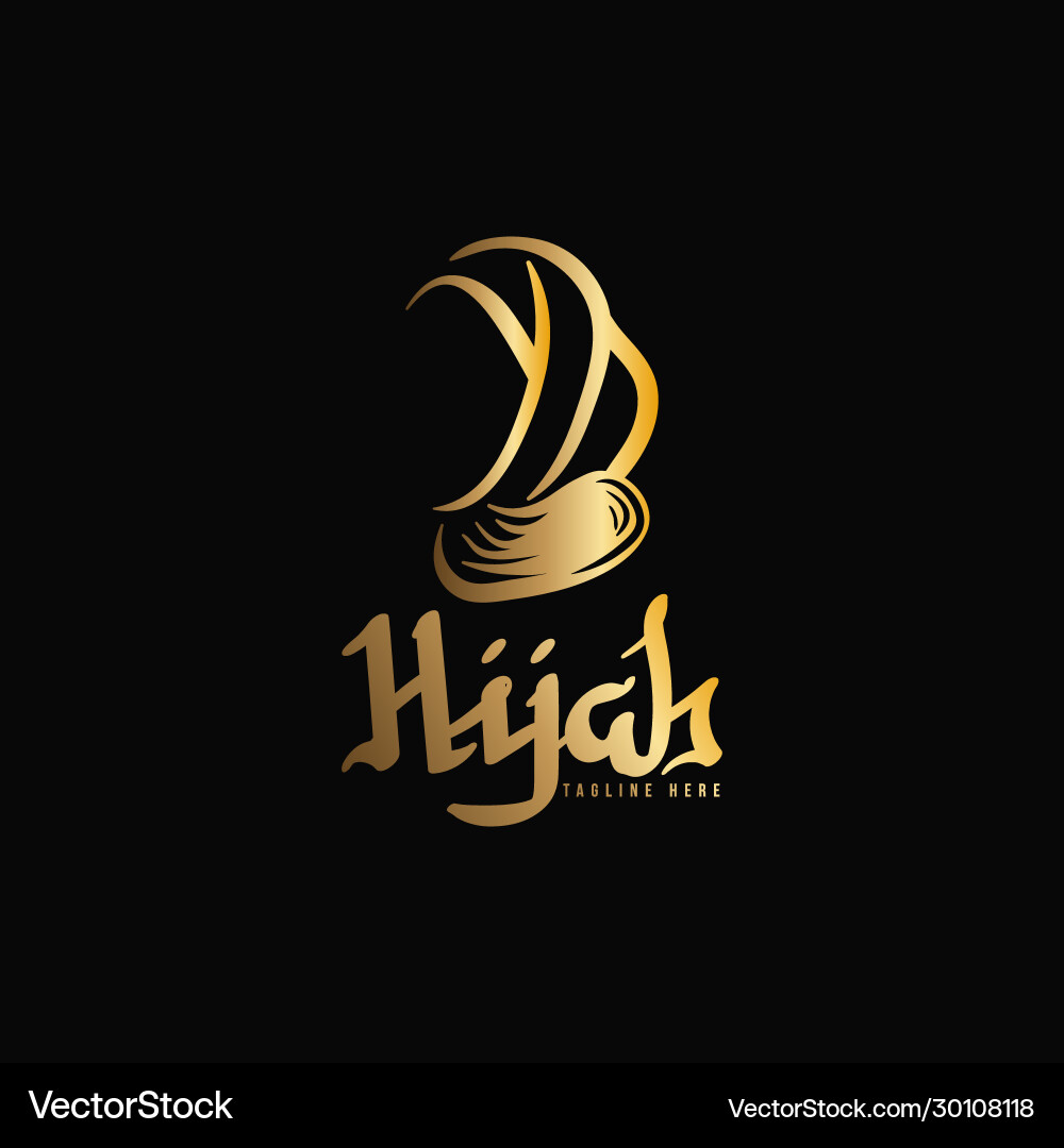 Golden muslim scarf luxury hijab logo ideas Golden muslim scarf luxury hijab logo ideas vector image