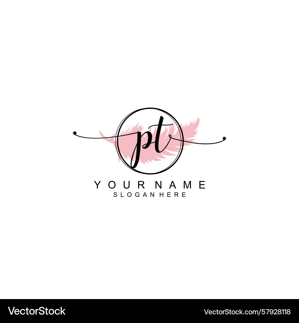 Handwriting logo concepts with initial pt Handwriting logo concepts with initial pt Vector Image