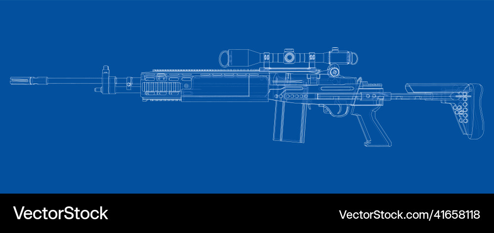 Machine gun rendering of 3d vector image