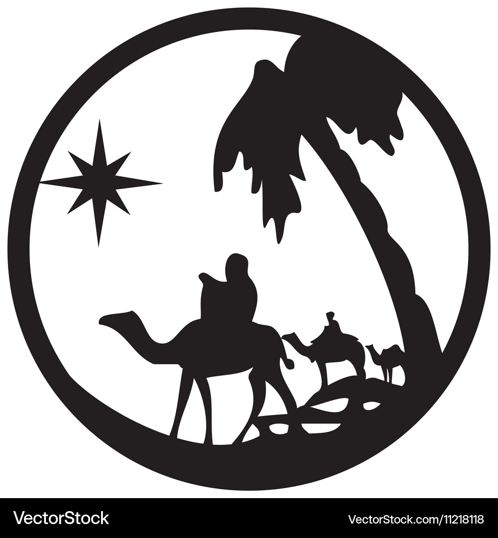 Magi Visit Nativity Silhouette Vector Image
