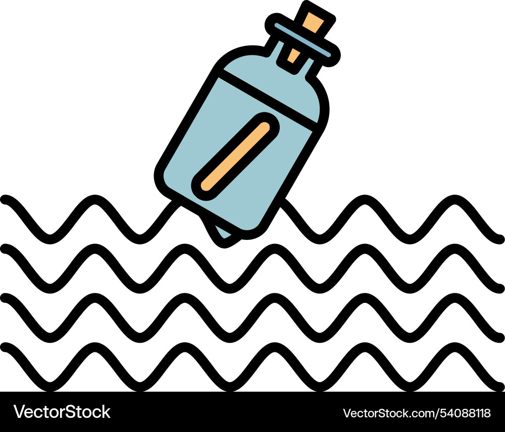 Message in a bottle line filled icon design Vector Image