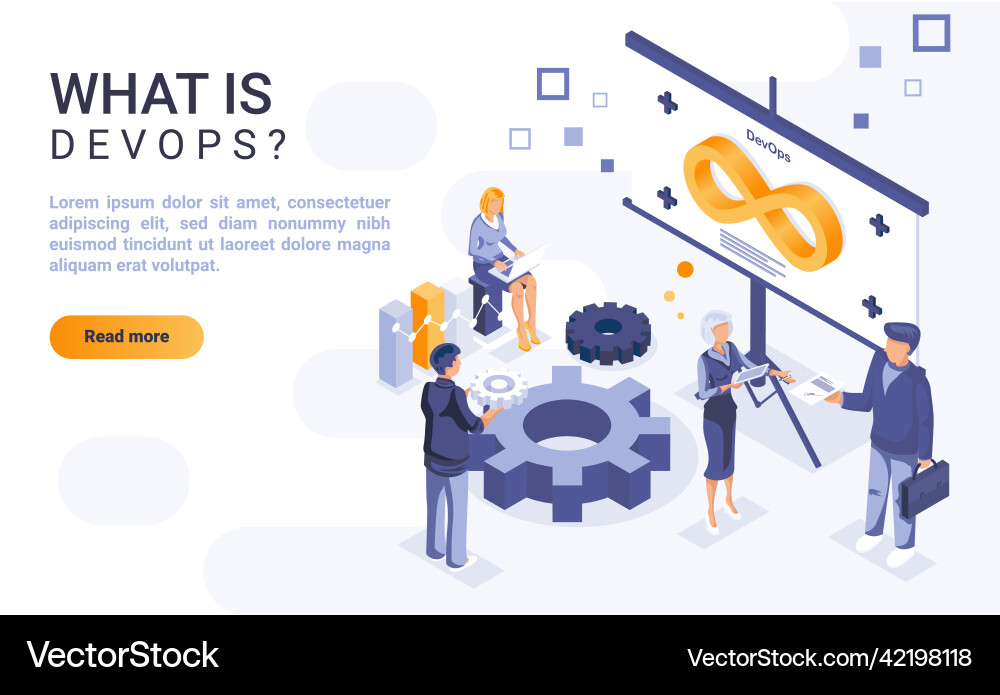 What is devops landing page isometric What is devops landing page isometric vector image
