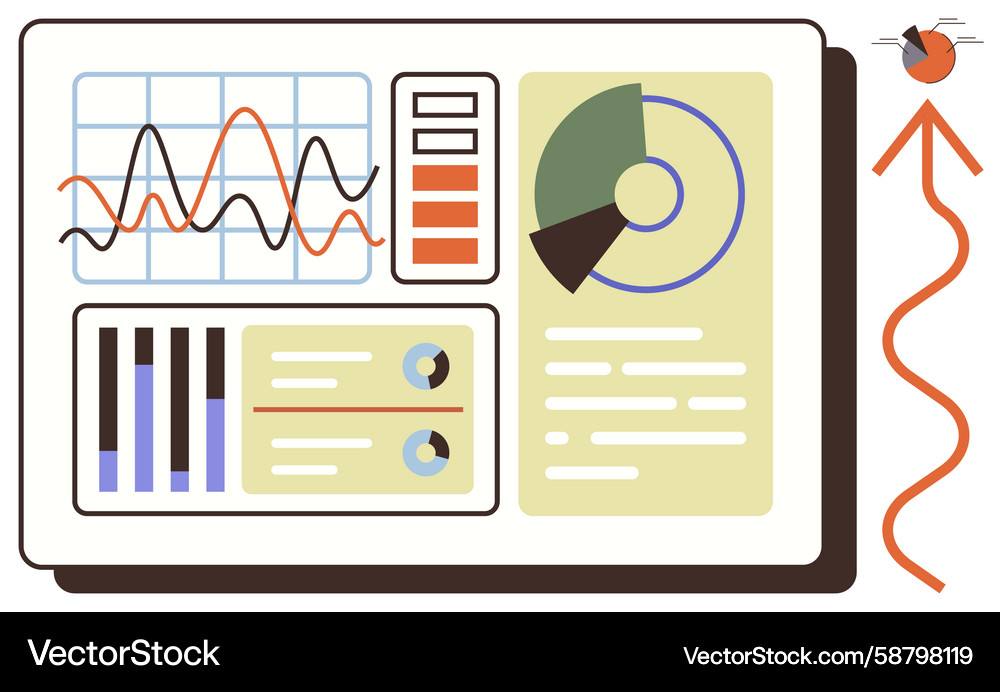 Business analytics dashboard with graphs charts Business analytics dashboard with graphs charts Vector Image