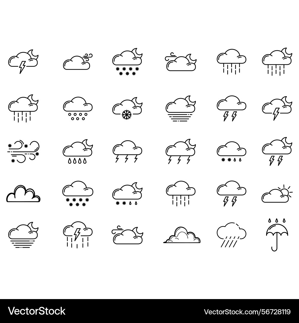 Clouds icons set of in different form vector image