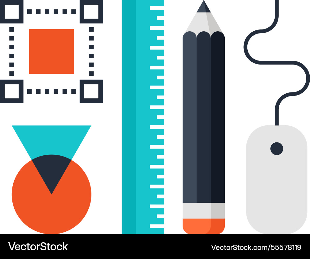 Design tools flat web icon concept Design tools flat web icon concept vector image