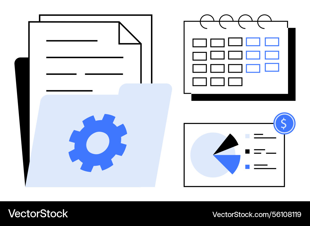 Document management with calendar analytics Document management with calendar analytics vector image