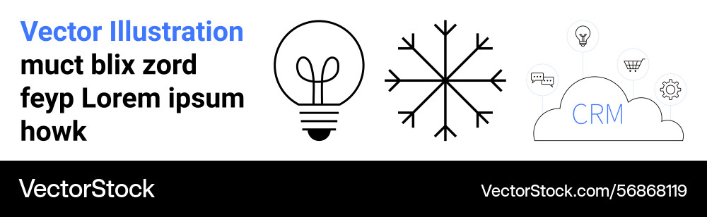 Light bulb snowflake and crm cloud with concept Light bulb snowflake and crm cloud with concept vector image