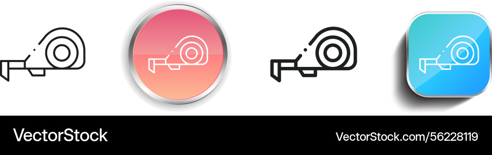 Measure tape icon thin linear regular and button Measure tape icon thin linear regular and button vector image