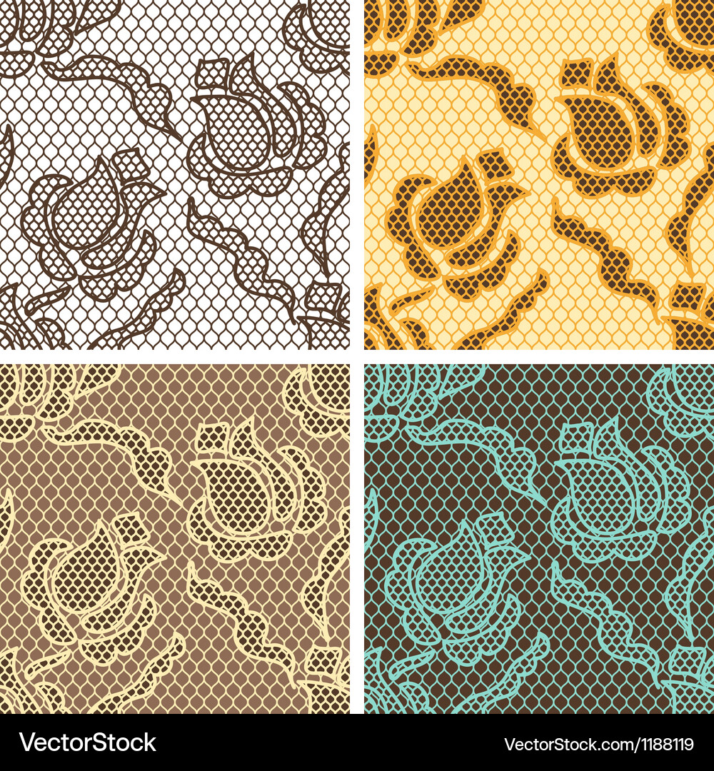 Set of lace seamless patterns with abstract Vector Image